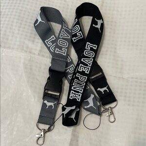 PINK Victoria's Secret Black and Gray Lanyards